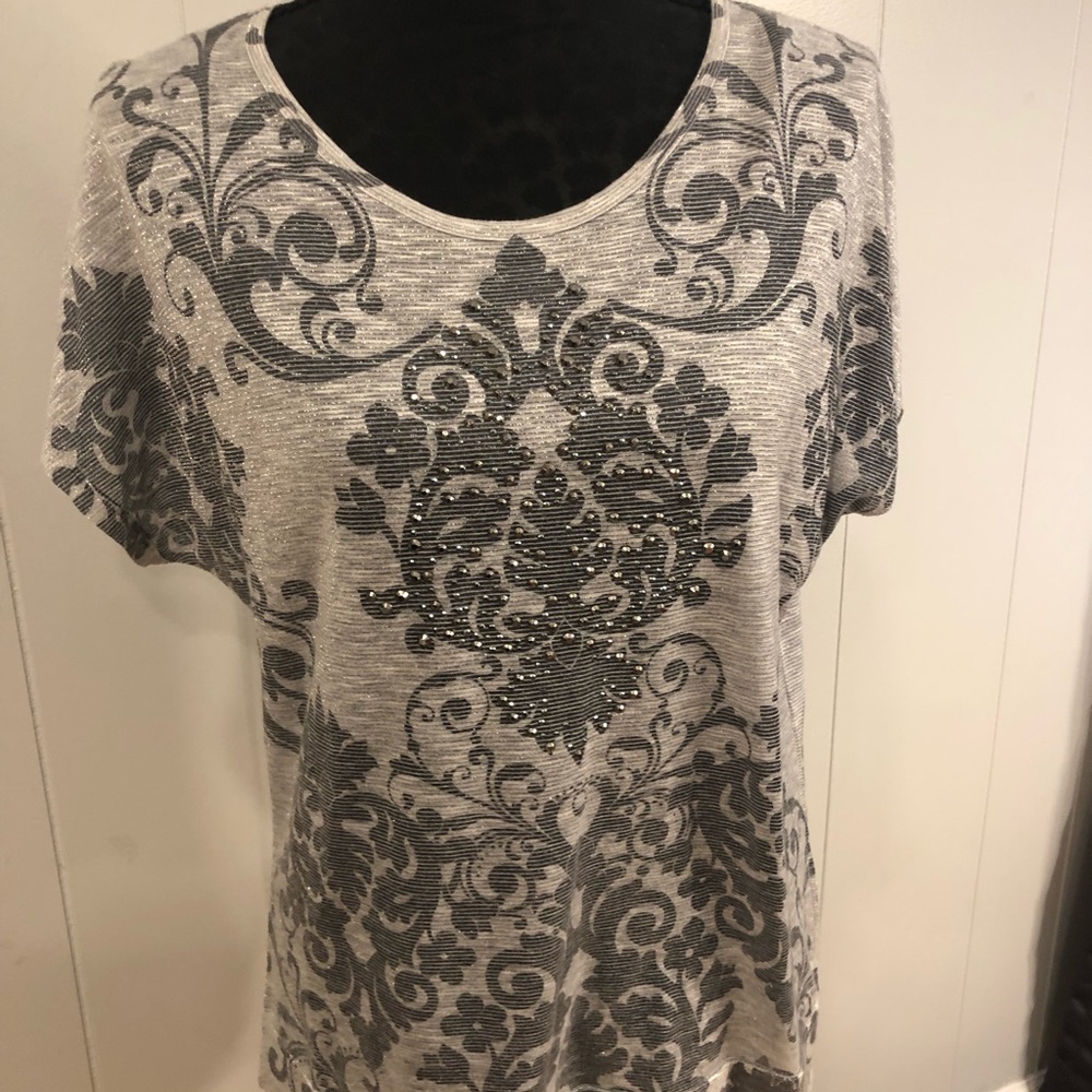 Dress Barn  grey embellished top